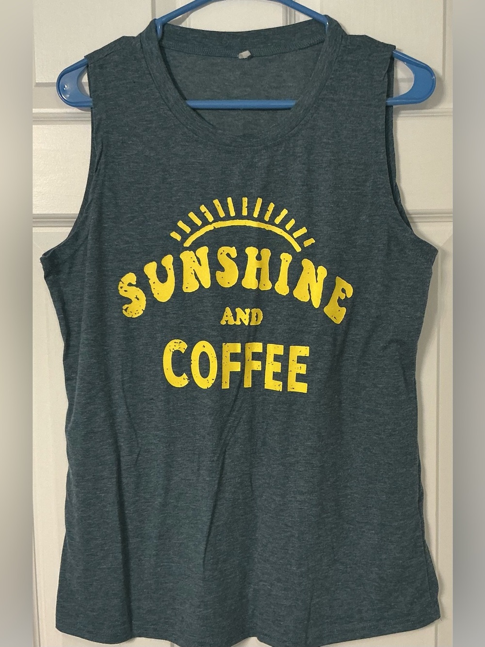 Sunshine and Coffee Graphic Muscle Tank - Yellow Print